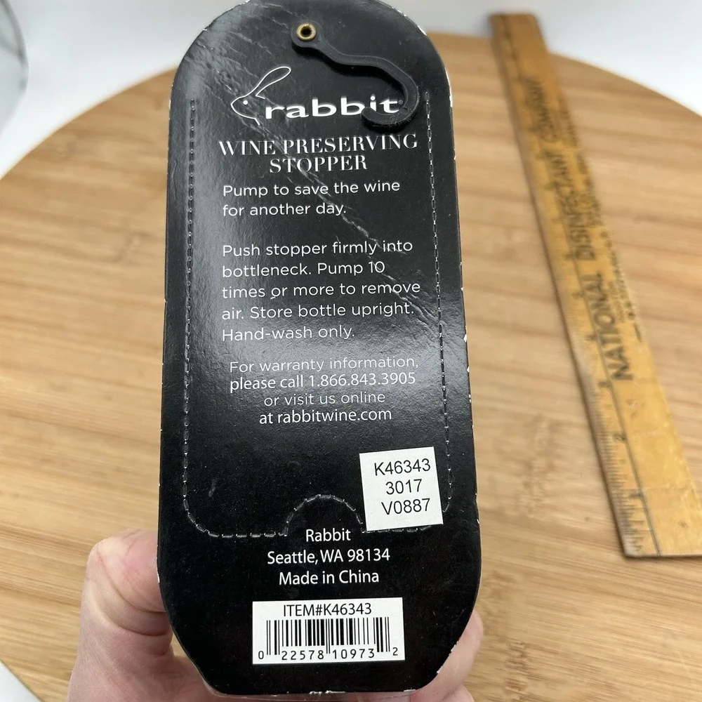 Rabbit Wine Preserving Stopper, Black,‎ New!